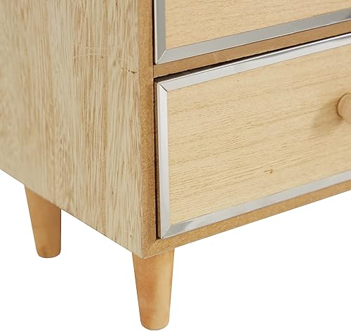 Miniatura 5 de Deco 79 Joyero de madera con 3 cajones, 10 x 7 x 13 pulgadas, marrón claro