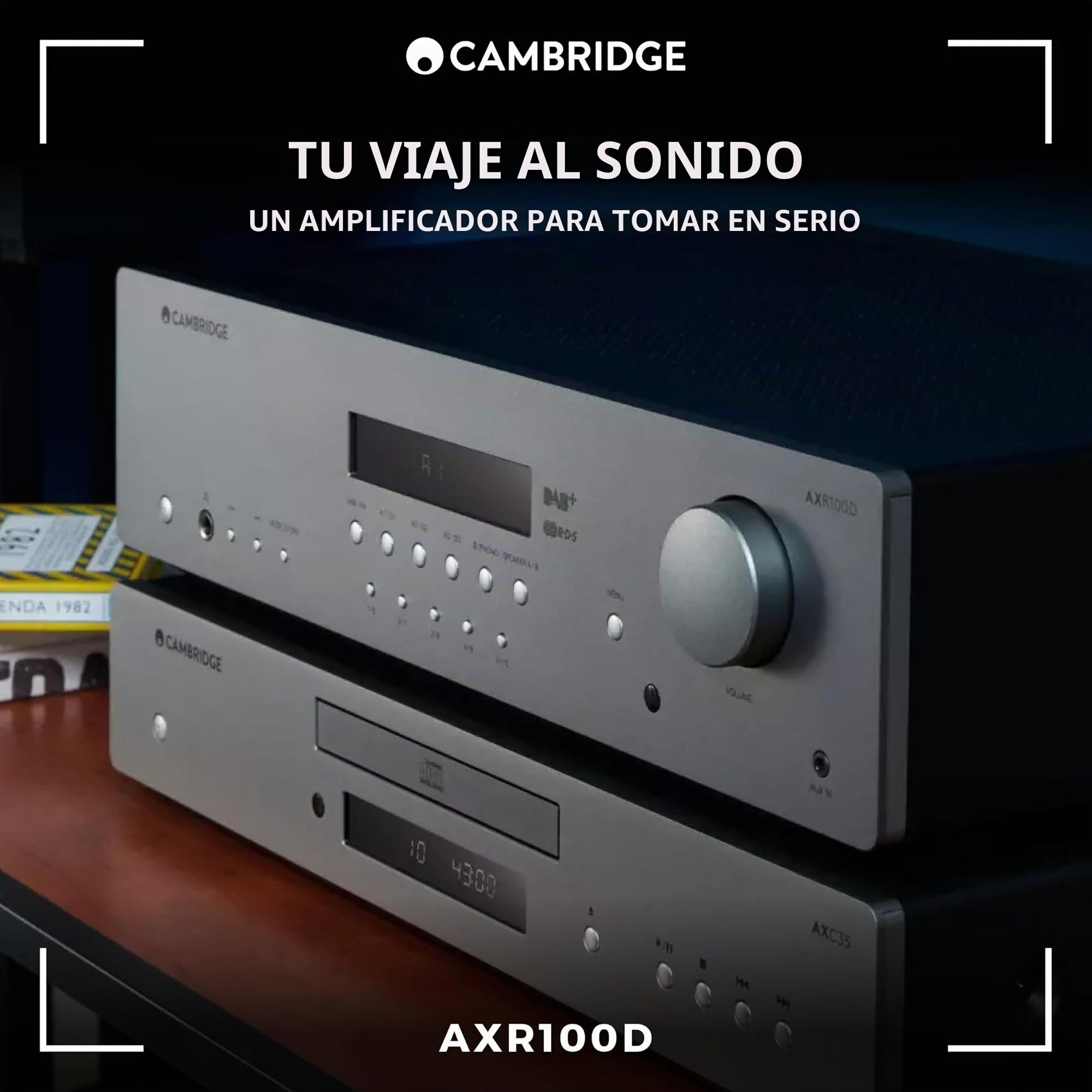 Cambridge Audio AXR100D Receptor Hi-FI estéreo Separado de 100 vatios con Etapa Phono incorporada, Radio Dab/FM y Bluetooth 5.0 - Gris Lunar