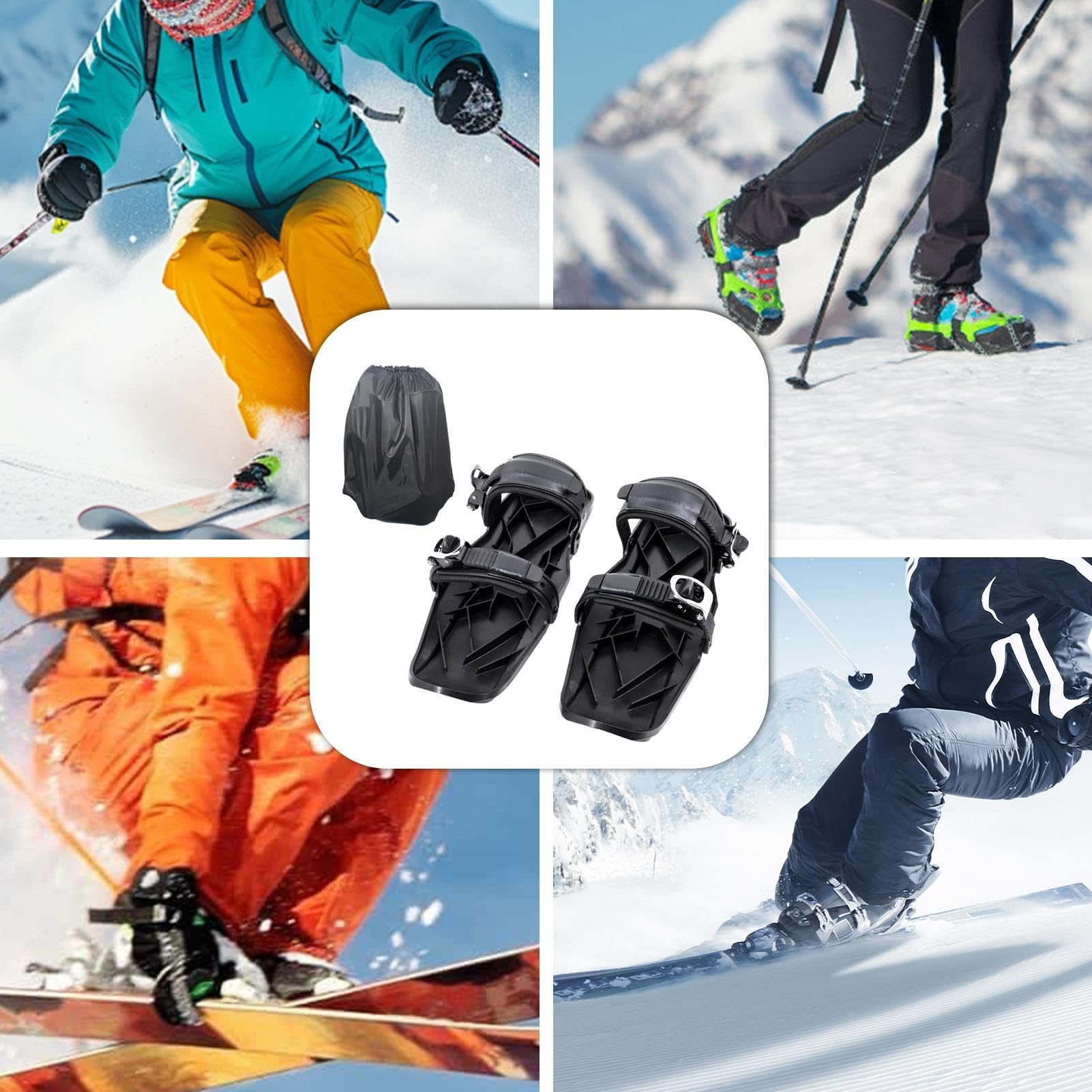Kurzski, Schneeschuhe Herren | Schneeschuhe - Rutschfestes Ski-Accessoire mit Tragetasche, multifunktionaler Kurzski verstellbar für Herren Damen Winterwandern und Wettkämpfe