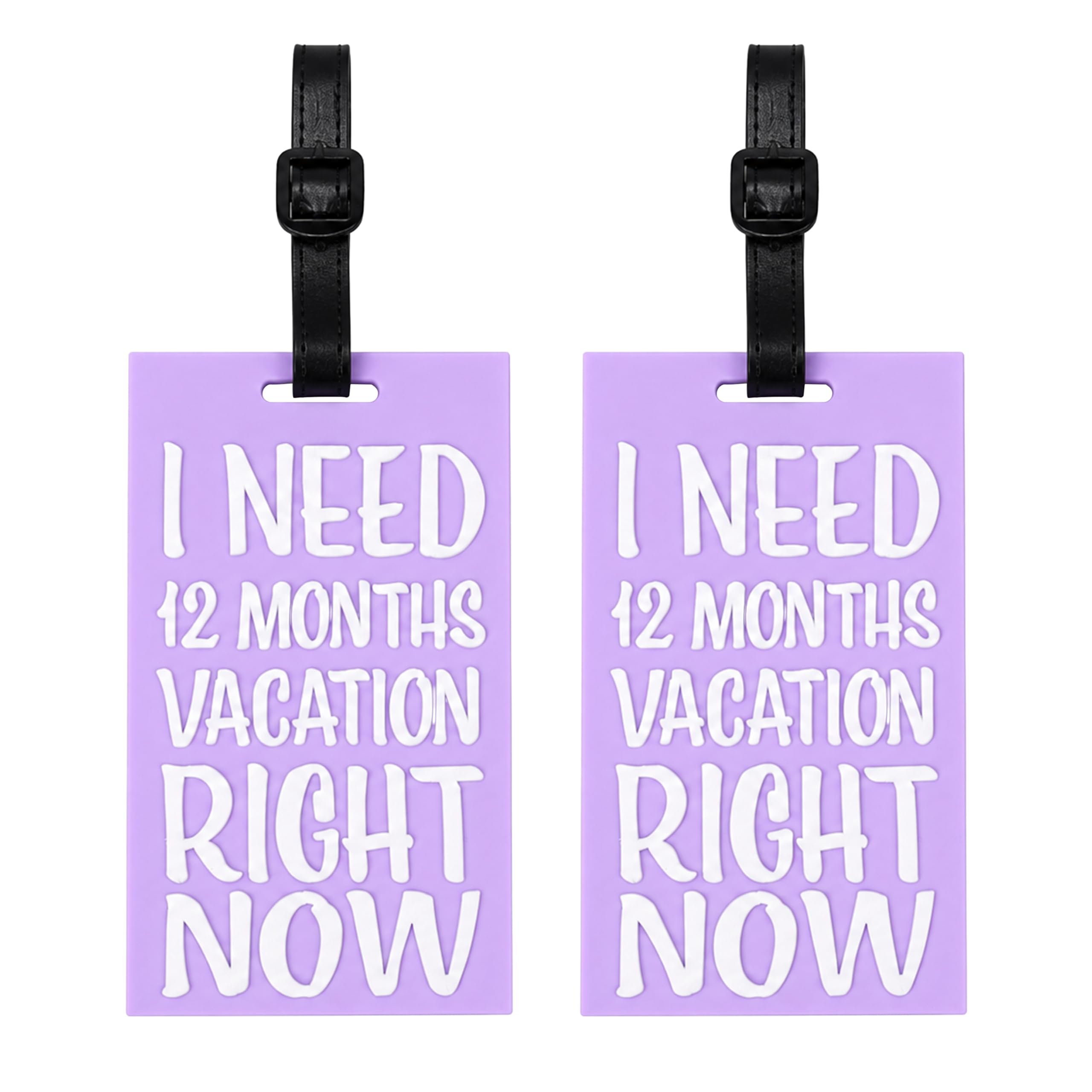 Storite 2 Pk PVC Luggage/Bag/Travel ID Label Tags for Suitcase & School Bags Identifier Name Address Label with Plastic Strap - Lavender
