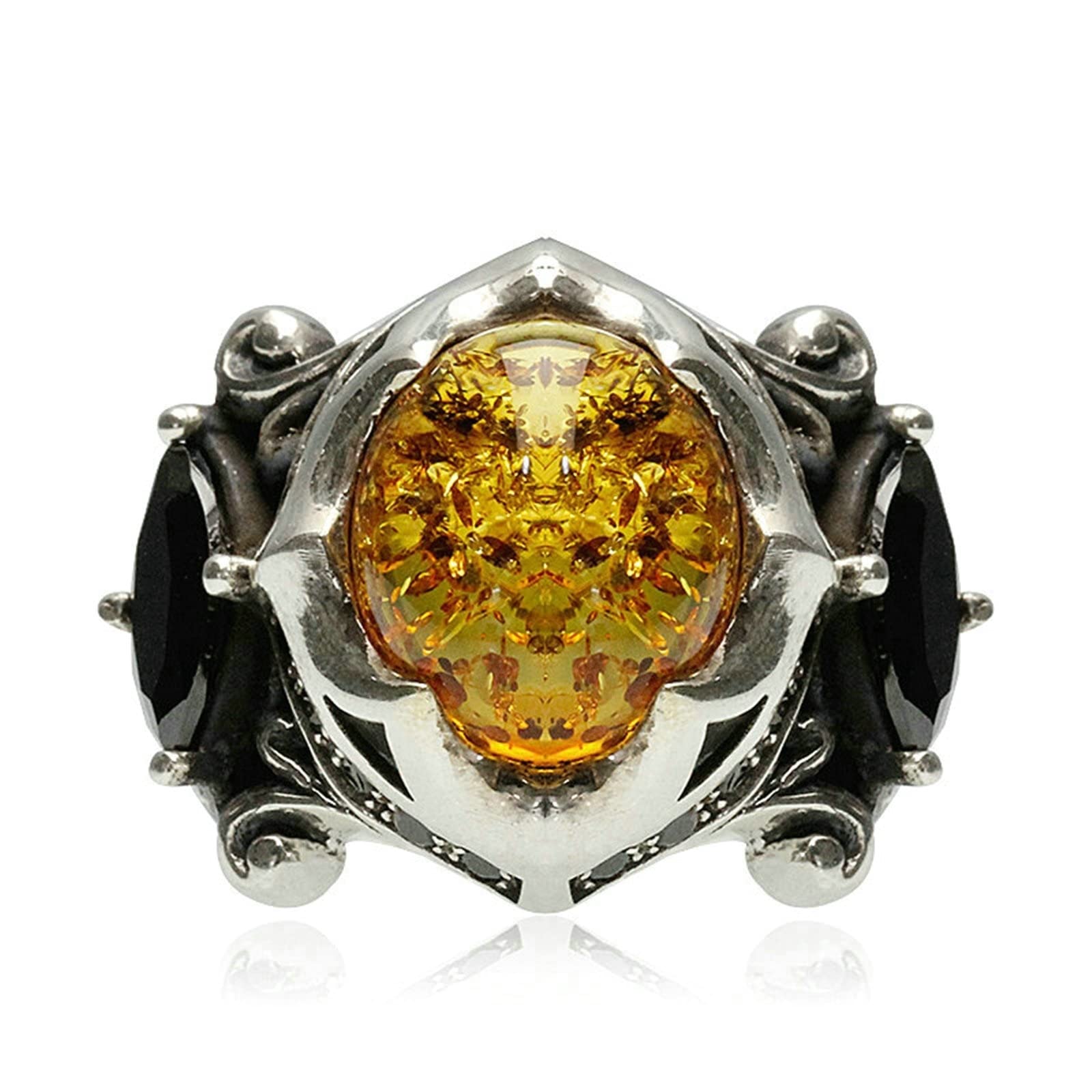 Gualiy Anillo de plata de ley 925, anillo para hombre, plata de ley 925 con circonitas cúbicas, anillo de talla N 1/2 - X 1/2, Cubic Zirconia,