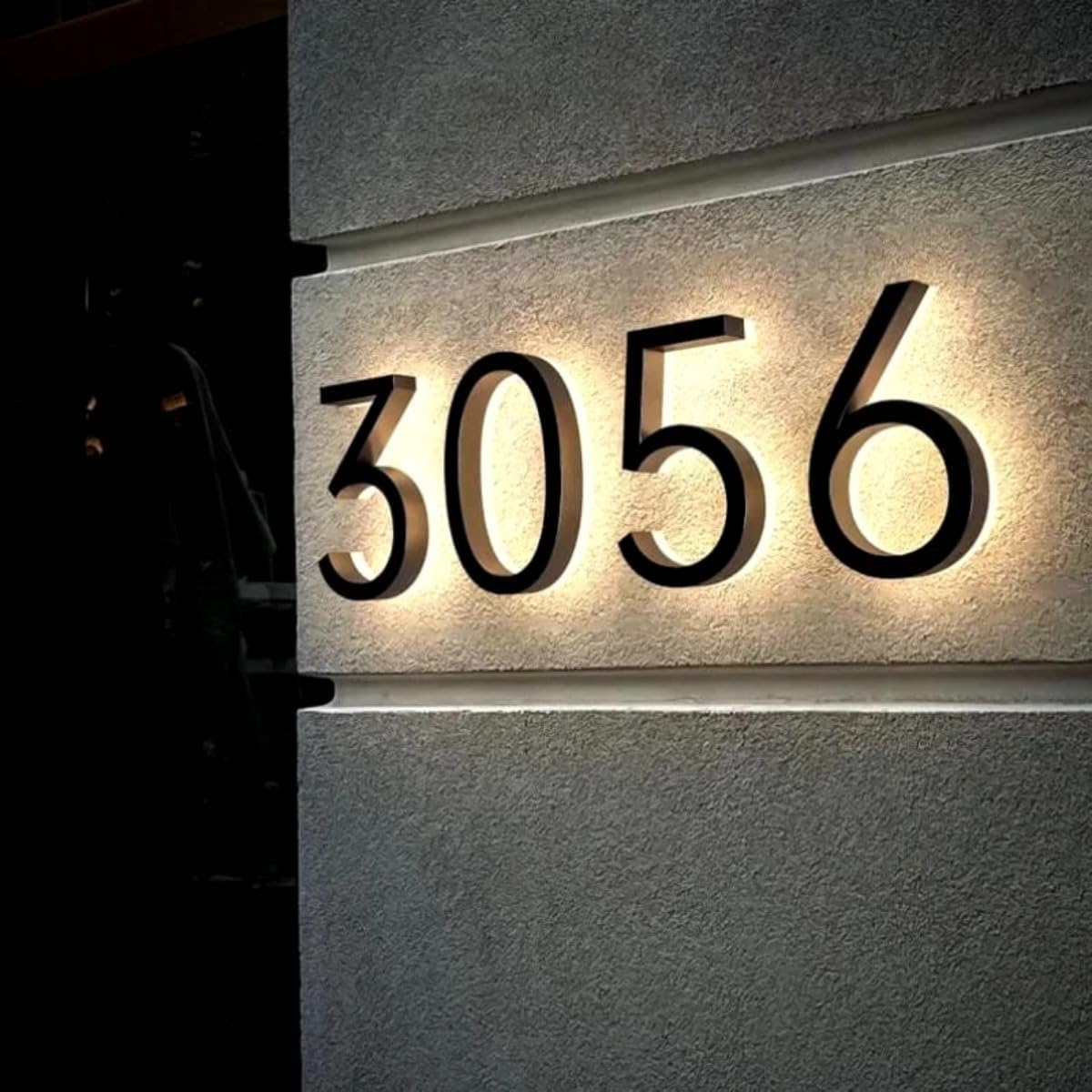 Custom LED Backlit Address Sign,Solar Powered Modern House Number Plaque,Custom Solar Backlit House Address Sign (Gold,Height 40cm)