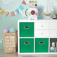 Vista 4 de Contenedores de almacenamiento plegables verdes, 11 x 11 x 11 pulgadas, juego de 3