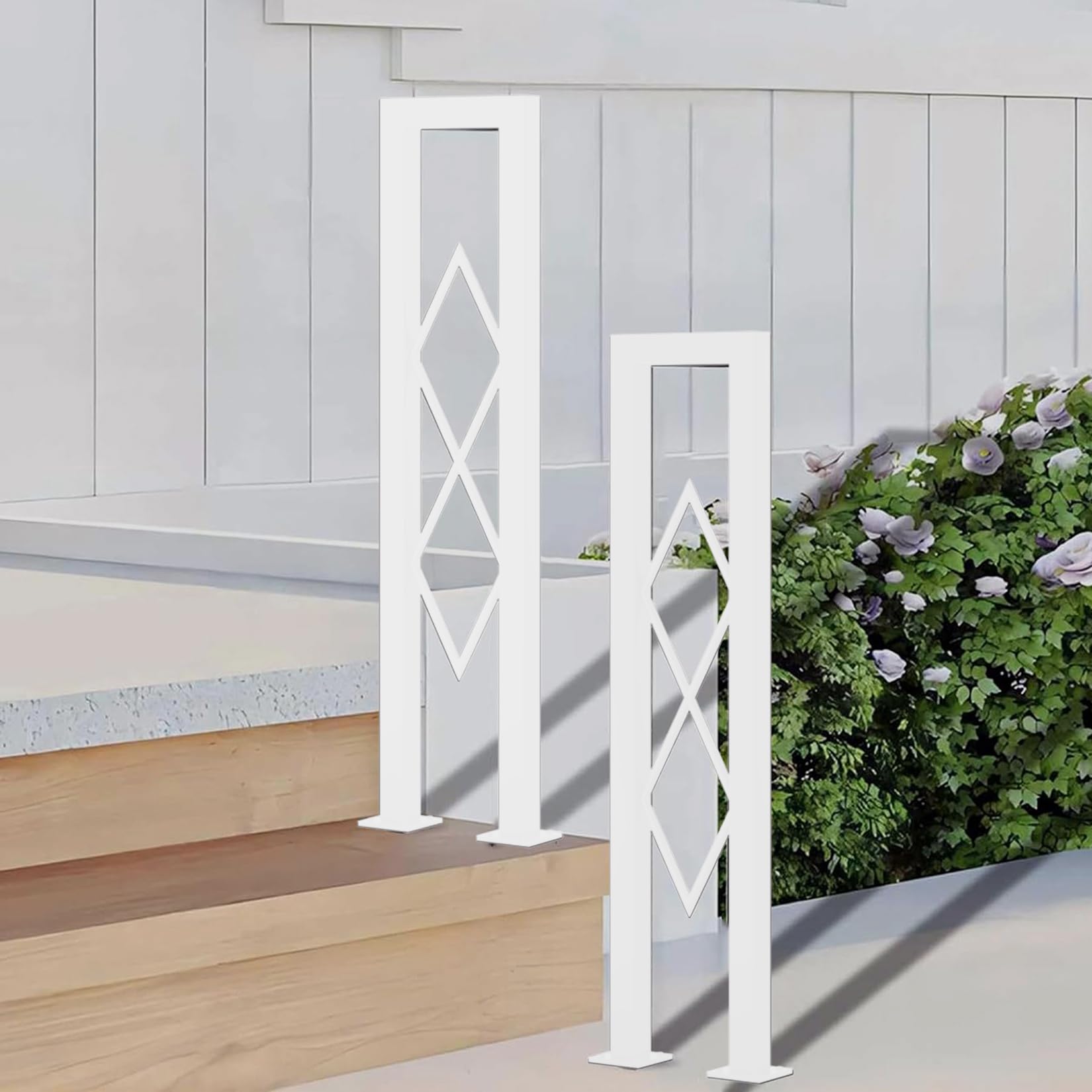 Barandilla de Escalera Interiores en Forma de U con Patrón de Diamante, Pasamanos Antideslizantes de Seguridad, Modernos Balaustre Decorativas para Escalones, Pasillo, Ático (Blanco, 85cm)