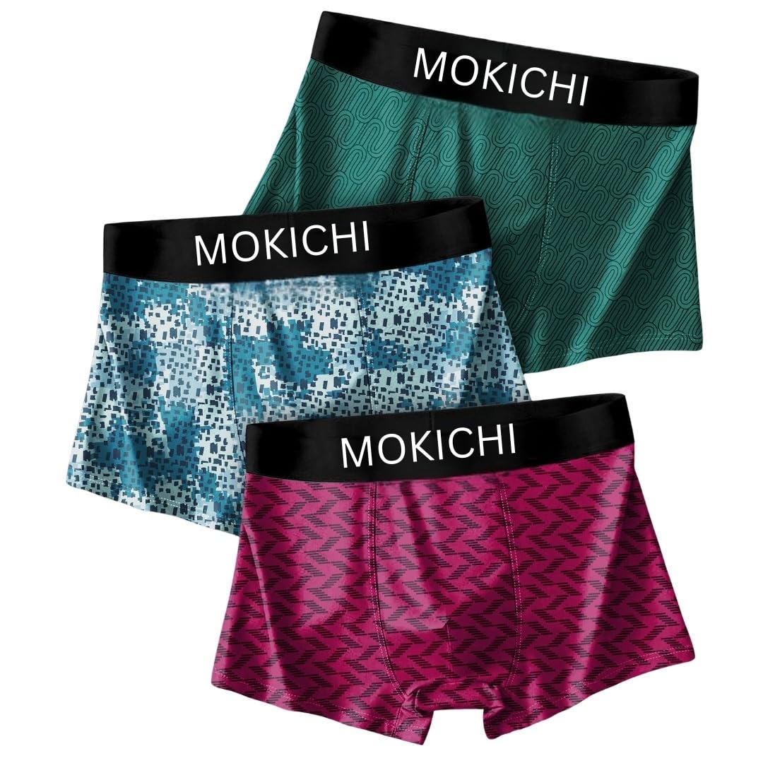 Men's Microfiber Printed Boxer Briefs for Men | Ultra Soft Breathable Stretch Trunks | Moisture Wicking Comfort Fit Innerwear | Elastic Waistband | Assorted Prints | Pack of 3-image-8