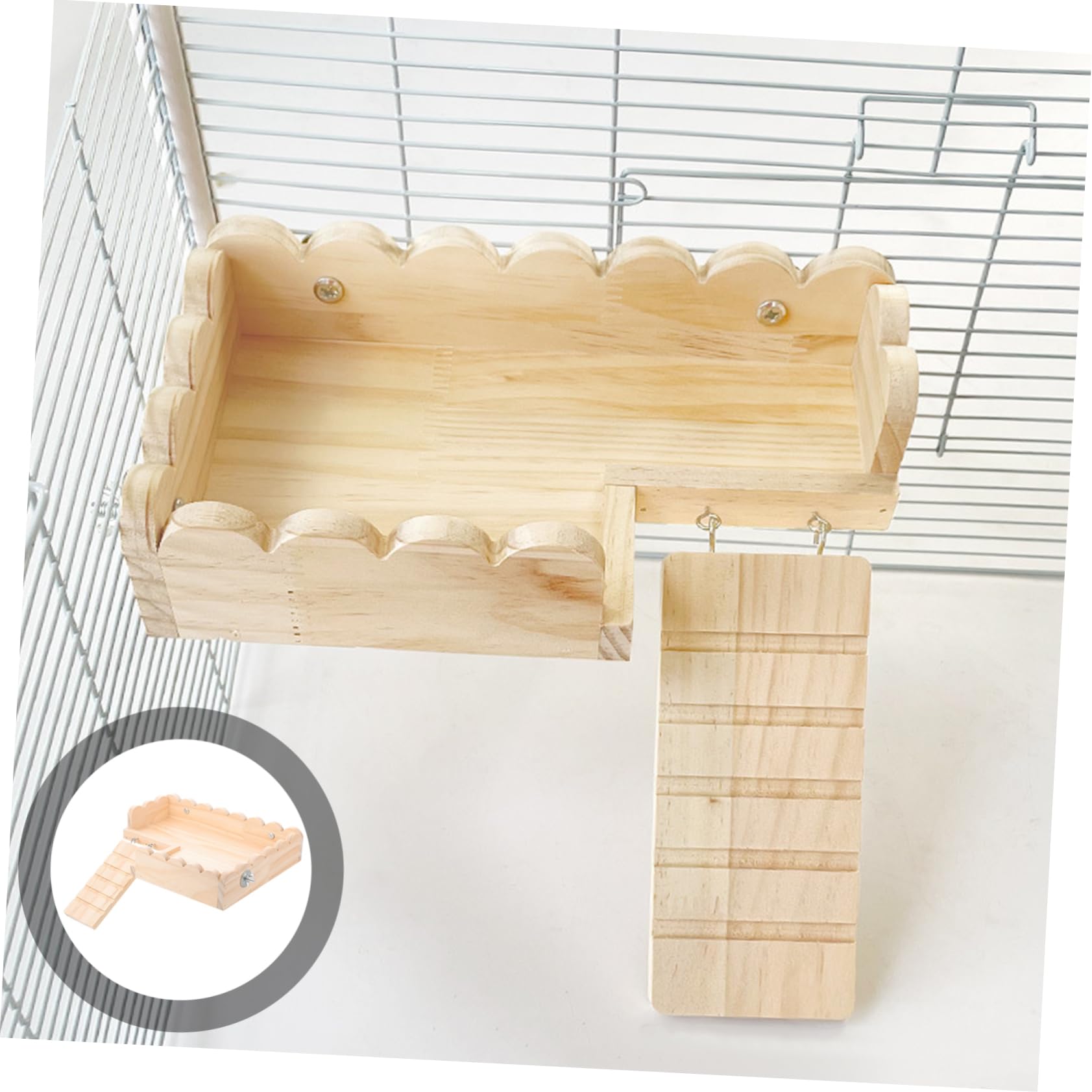 Hamsterplattform mit Leiter Natürliches Kleintierspielzeug für Käfige Einfache Montage mit Schraubdesign für Meerschweinchen und Hamster