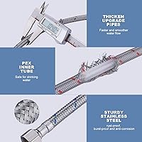 Vista 5 de ARCORA cUPC - Líneas de suministro con rosca de compresión hembra de 3/8 pulgadas x 3/8 pulgadas, 1 par de manguera de grifo de 48 pulgadas, conecta