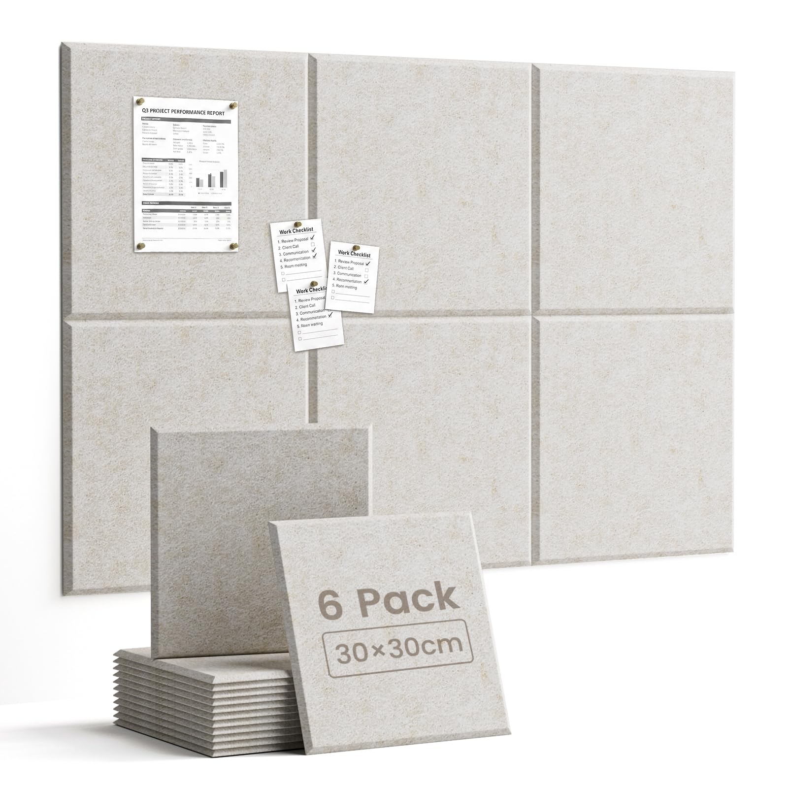 Woovio Cork Board Alternative, 90x60cm Pin Board Oatmeal