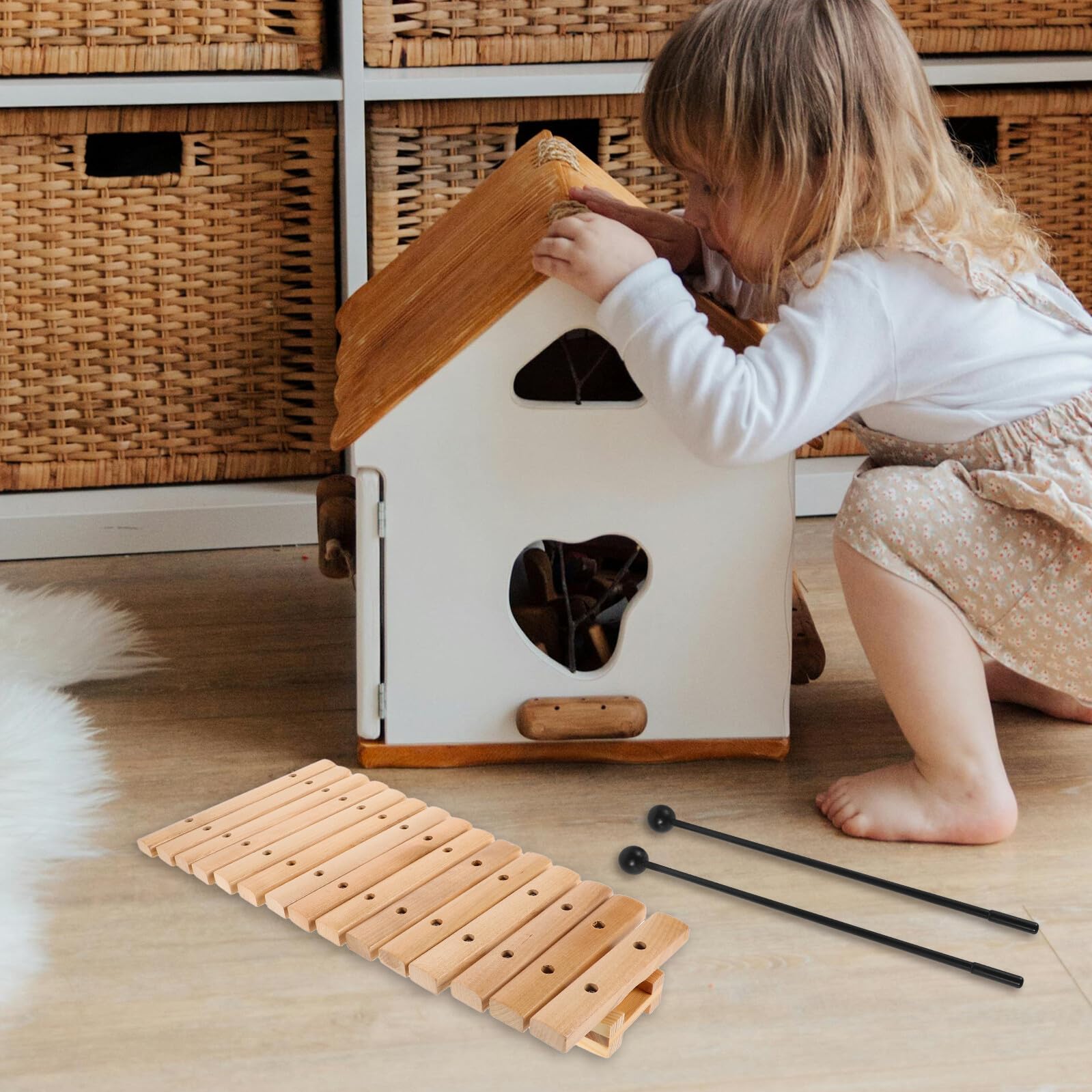 Xilofono Giocattolo 15 Note Legno Plastico per Principianti | Orff Strumento Didattico, Suono Ricco e Design Attraente, Uso Casa e Scuola Materna