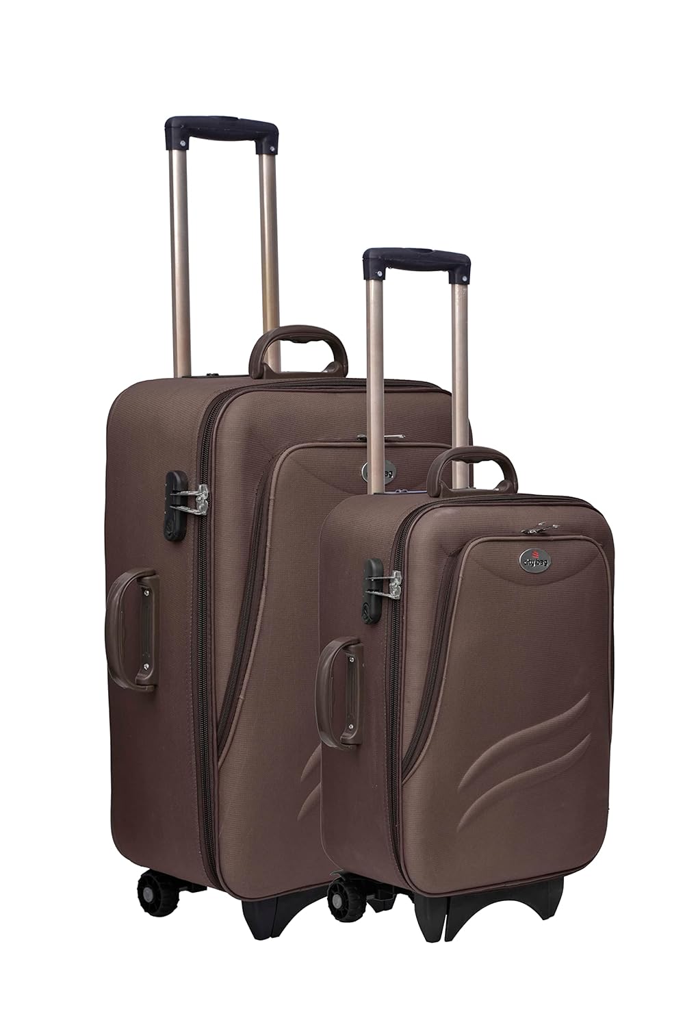 Medium Cabin & Check-in Set (61 cm) – Medium Cabin & Check-in Luggage (24 inch) – Antiscratch Trolley Bag Polyester Travel Suitcase with 3, Wheels & Number Lock – Red (Brown)