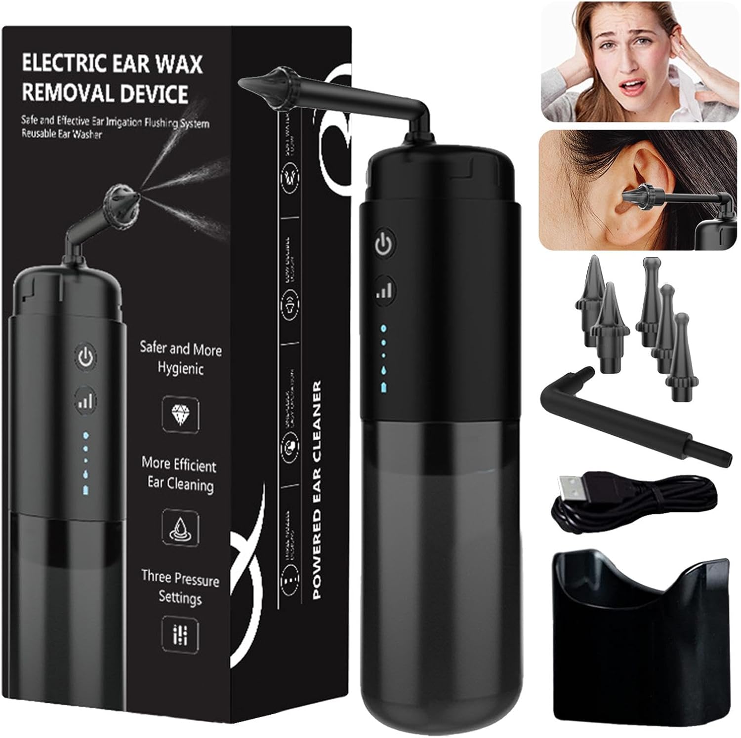 Ear Wax Removal Tool Ear Cleaning Kit, Water Powered