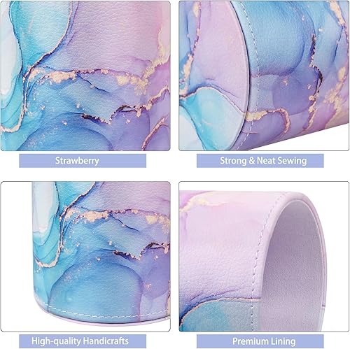 Miniatura 10 de WAVEYU Soporte para bolígrafos para mujeres y niñas, taza de lápices, decoración de escritorio rosa, soporte para brochas de maquillaje, soporte