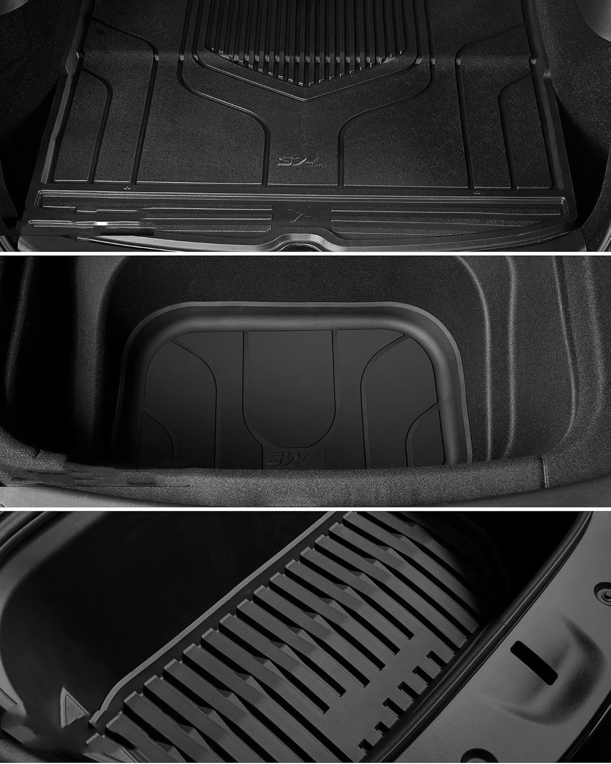 3W Set 9 di Tappetini per Tesla Model Y (Inclusa Moquette) 2020-2024 (Non adatto per Juniper) e Tappetino per il Bagagliaio per Auto, Tappeti per Resistente e Tappeto Bagagliaio Antiscivolo