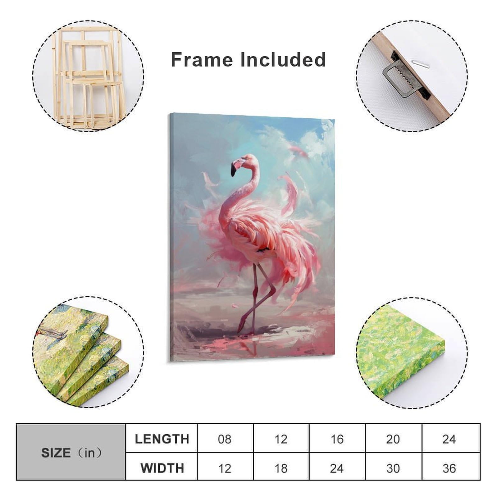 Amazon.co.jp: 絵画 フラミンゴインテリア 絵画 動物の油絵イラスト