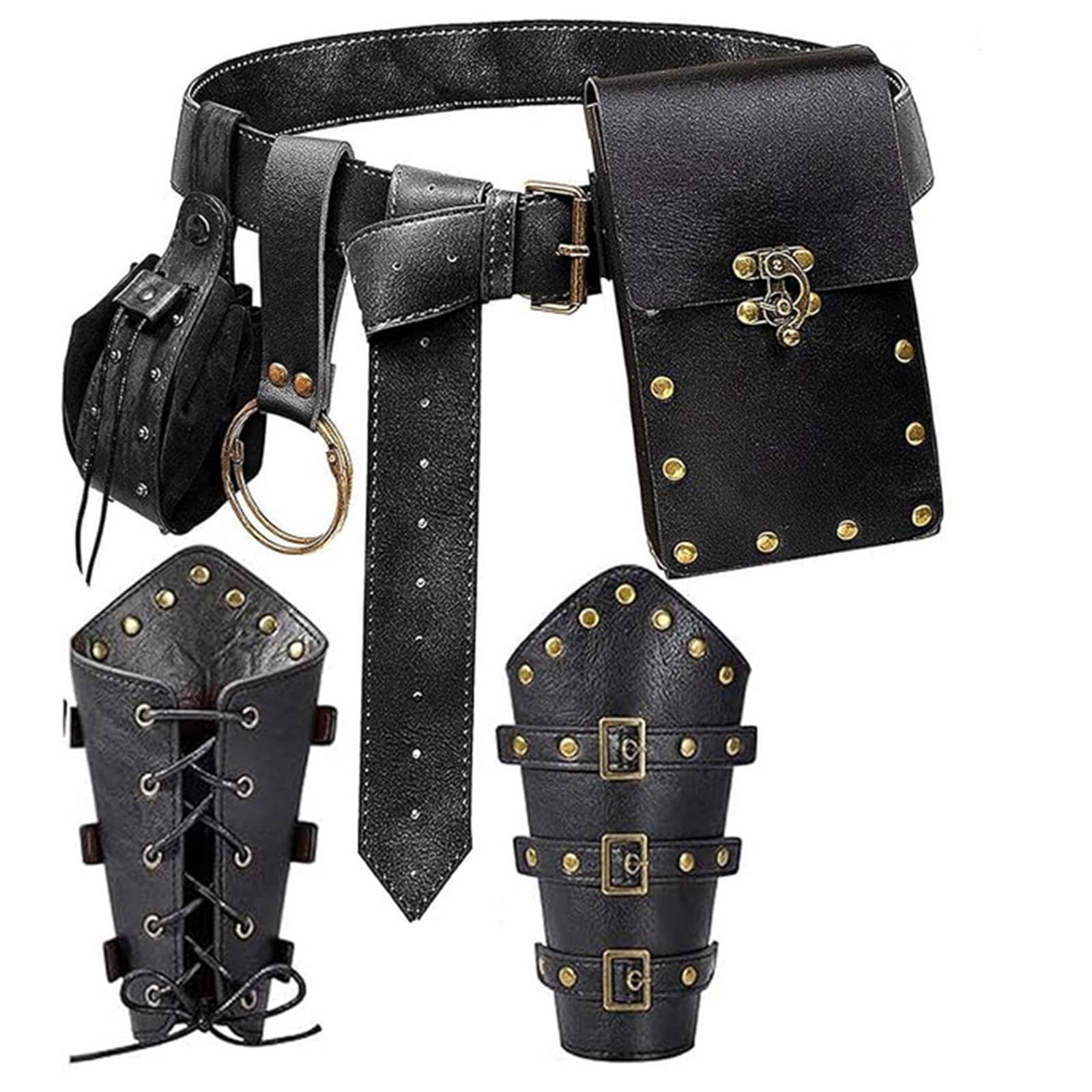 5 vintage avventura pratica PU porta telefono borse da cintura per ciclismo all ' aperto cosplay medievale medievale LARP accessori cintura set