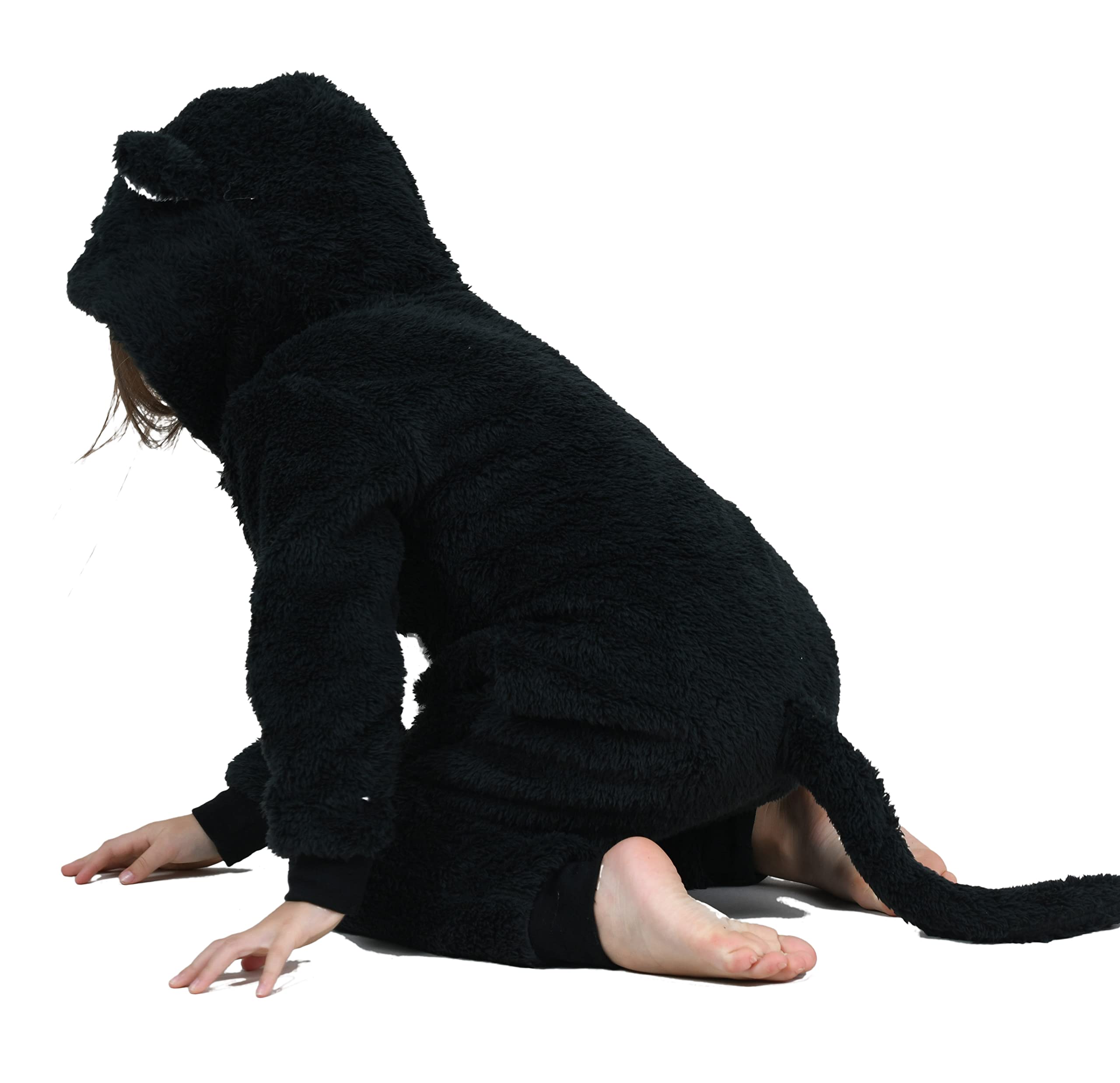 Tierkostüme Einteiler für Kinder Katze Kätzchen schwarz-weiß Fleece 2-13 Jahre