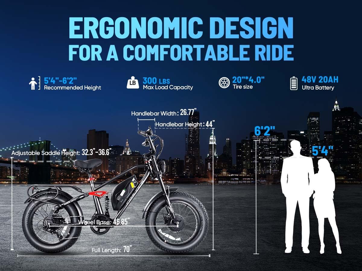 eAhora 2026 Luna/Terra 3000W/1500W 33MPH Dual Motor Ebike for Men Women, 20/15Ah 80+ Mi Long Range Electric Bike for Adults, 20" Fat Tire Full Suspension All-Terrain E-Bike with Hydraulic Disc Brake