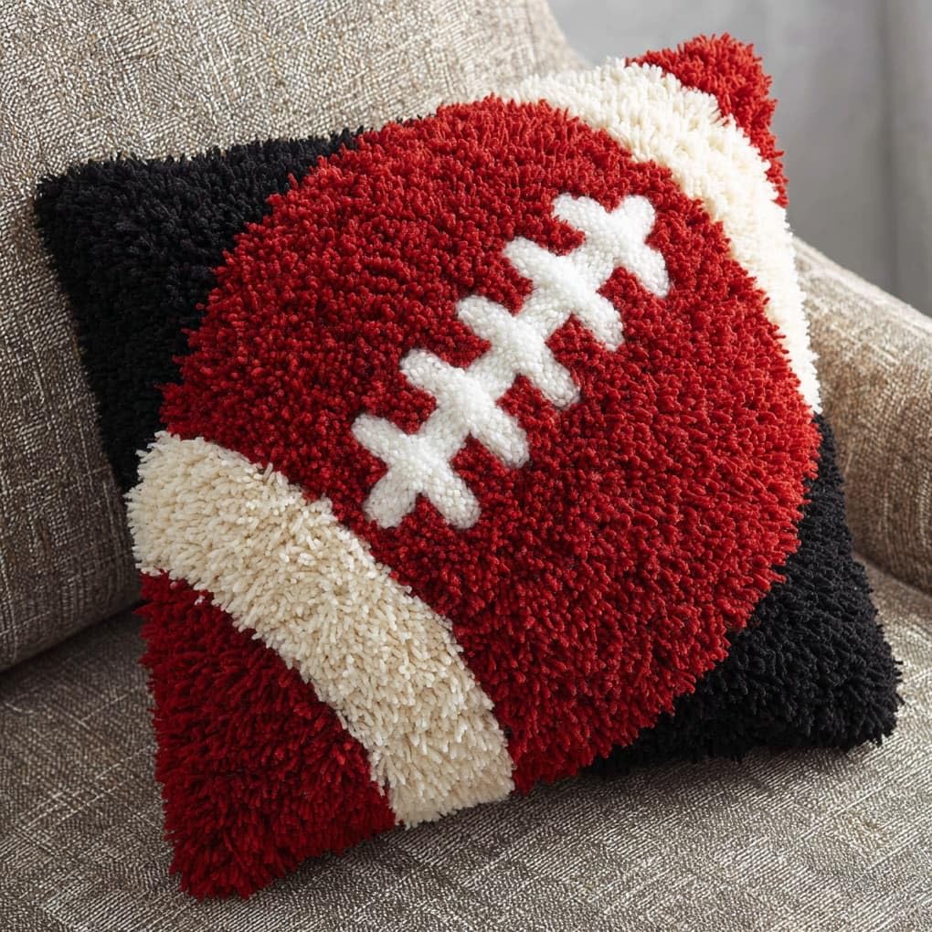 WallustrioaW Latch Hook Cushion Cover Kit,Baseball