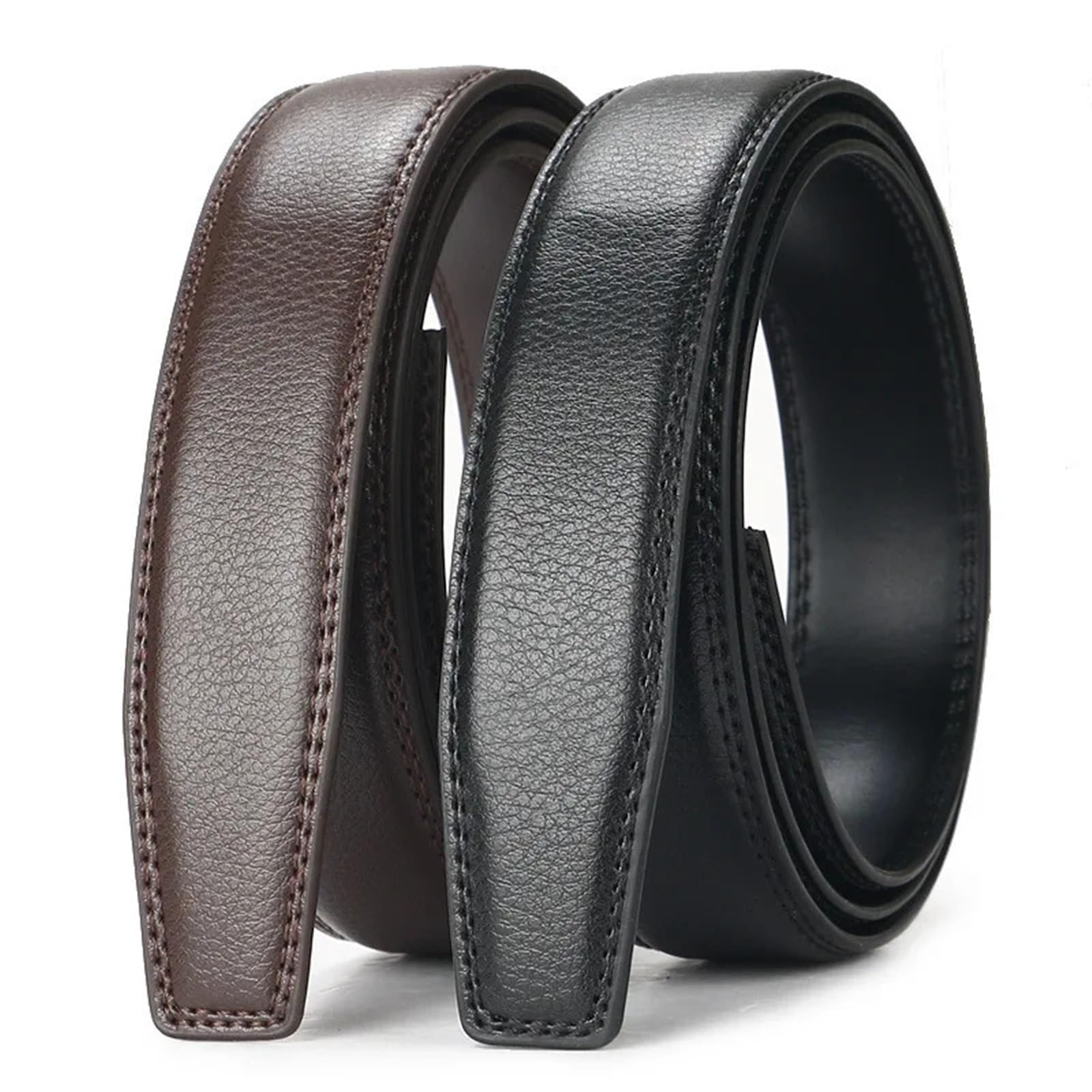 Cinturón casual de cuero genuino para hombre, cinturones ajustables con hebilla automática, trinquete cortable para