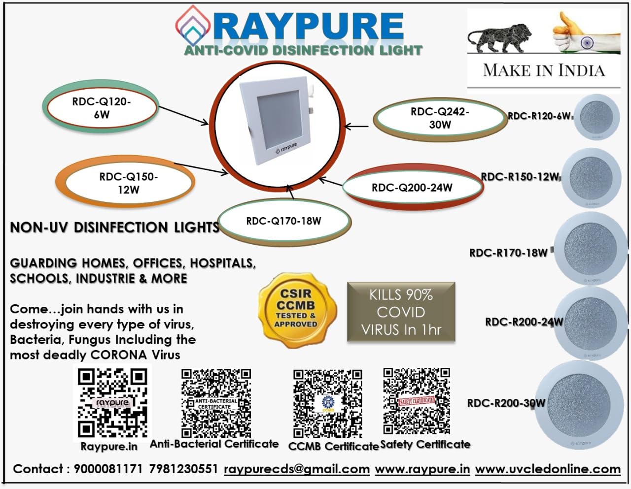 Raypure 48W UV-Free Disinfection LED Light – Germ & Bacteria Eliminator for Home and Office, Safe Non-UV Sanitization Lamp 3