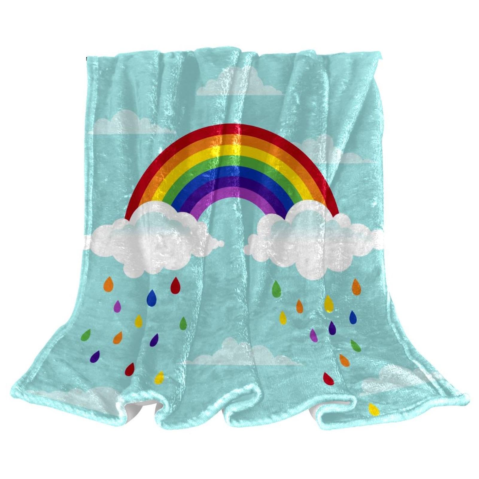 Couverture polaire arc-en-ciel en microfibre douce pour canapé 150x130cm