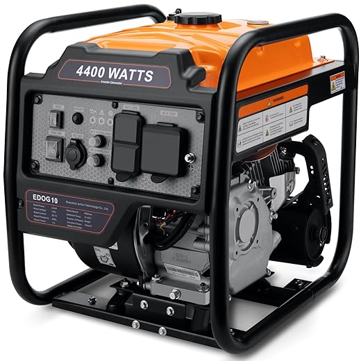 Power Equipment 4400 Watts Inverter Generator Gas Powered, Portable Open Frame Generator, Low Noise with ECO Mode, RV Ready, Emergency Home Backup