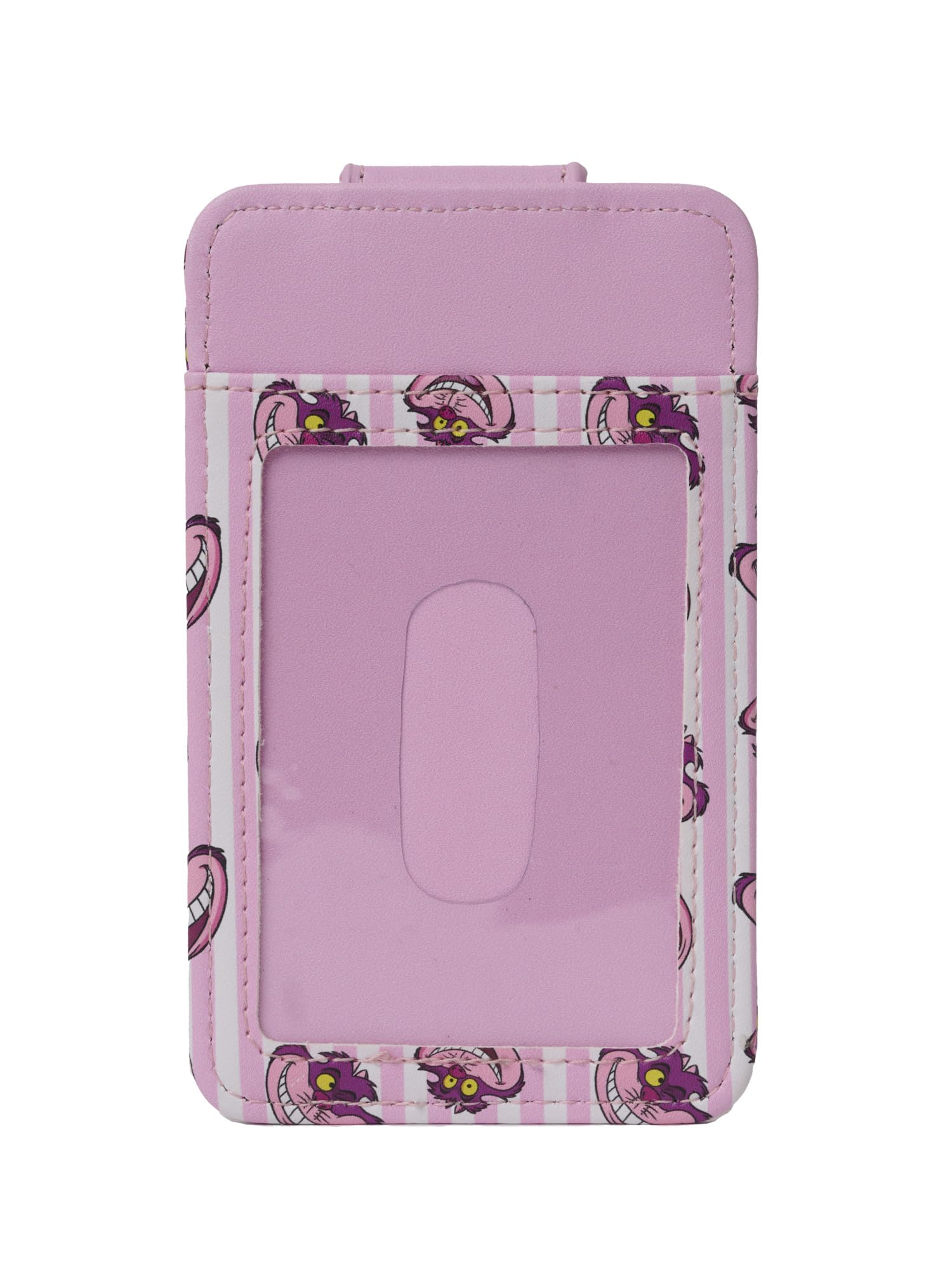 Disney Porte-cartes pour femme Slim Compact Portefeuille de crédit Petit Snap Voyage fantaisie, Chat du Cheshire Rose, Porte-cartes moderne