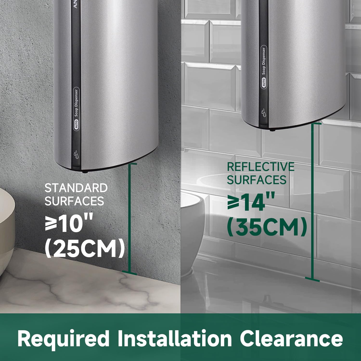 anydry 29fl.oz/850ml Commercial Automatic Liquid Soap Dispenser Wall-Mounted Large Capacity Model 1209 Silver