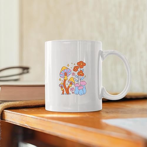 Miniatura 3 de Mushroom and Flowers Design Gifts for Nature Lovers 11oz 15oz White Coffee Mug
