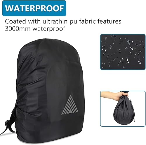 Miniatura 4 de Mochila impermeable (15-75L), cubierta de lluvia portátil antideslizante para mochila, correas de hebilla cruzada, mochila antidesgarros, cubierta