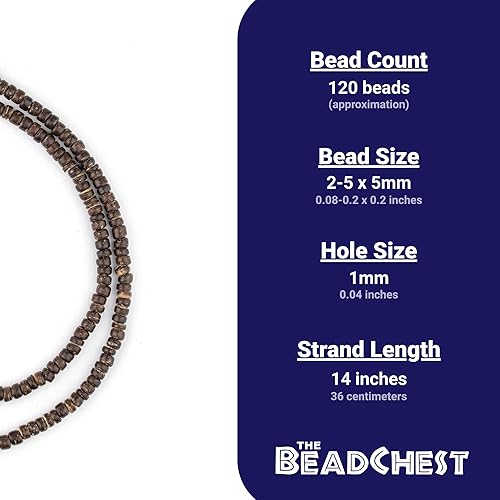 Miniatura 4 de TheBeadChest - Cuentas de concha de coco de disco de chocolate (0.472in)