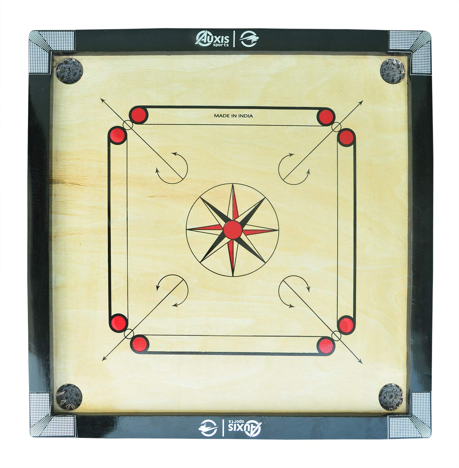 AUXIS sports Carrom Board in Fully Glossy Finish with Round Pocket 1.5 inch Border with Coins, Striker and Carrom Powder (Medium Size 26x26 inch) White, Plastic Coin (B093BVVBRW) Amazon Price History, Amazon Price Tracker