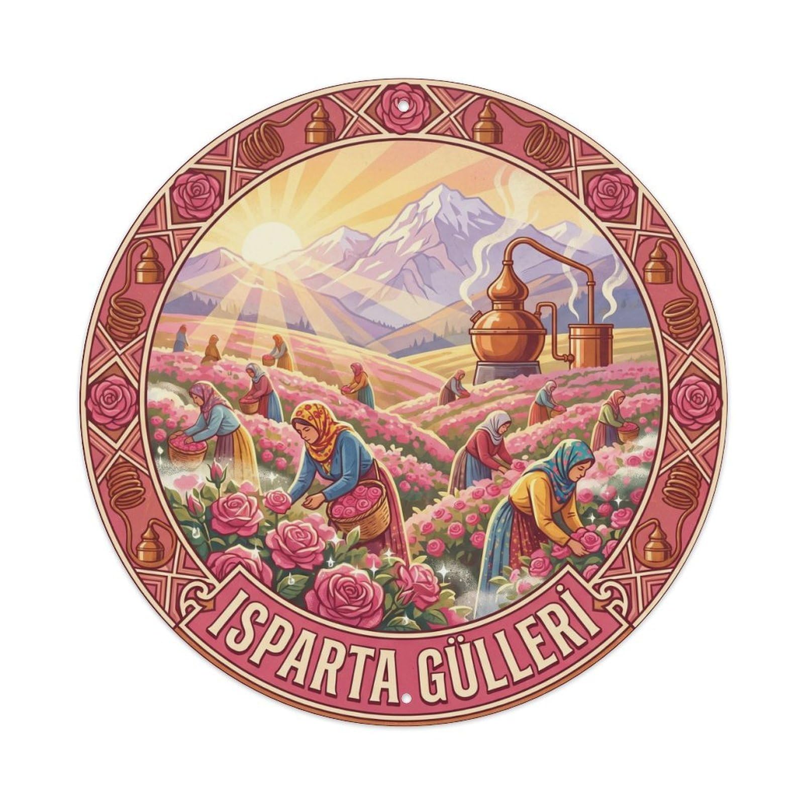 Isparta Rose Valley Turkish Botanical Travel Metal Tin Sign