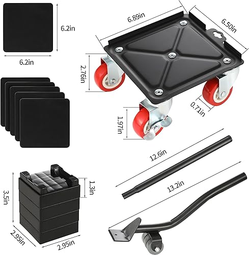 Miniatura 2 de Carrito de muebles de servicio pesado - Movers de muebles con 5 ruedas giratorias de 360, juego de herramientas de elevación de muebles, adecuado