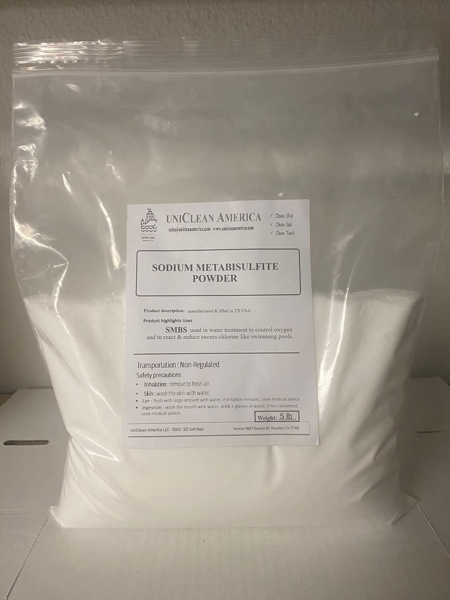 Sodium Metabisulfite - Neutraizing Agent & Dechlorination - High Puirty - Made in USA - Weight 10lb