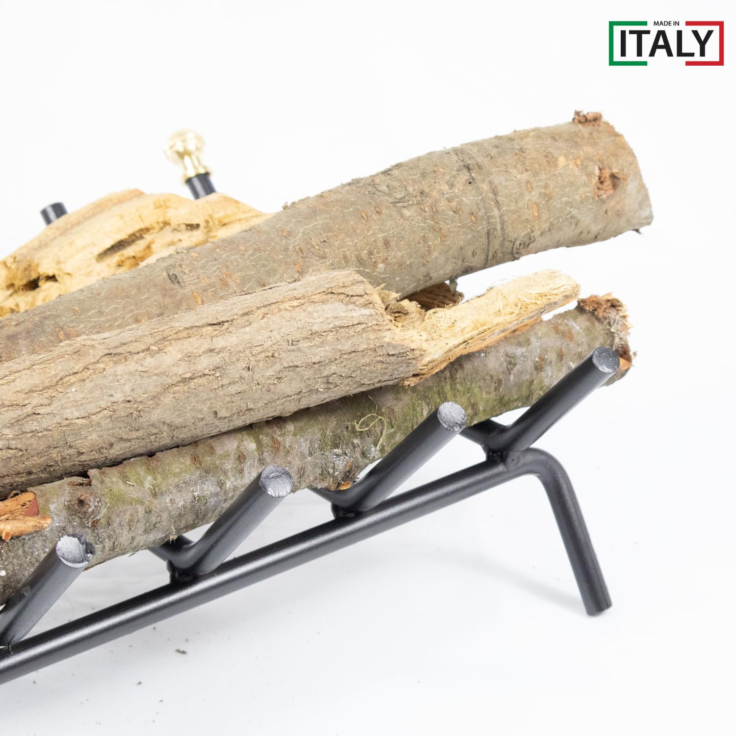 MOHOME Brucialegna per Camino in Ferro Nero Made in Italy 5 Barre Griglia 37x35x16 cm Resistente Braciere per Camino Poggia Legna Piedi Rialzati Portalegna per Caminetti Accessori Attrezzi Camino
