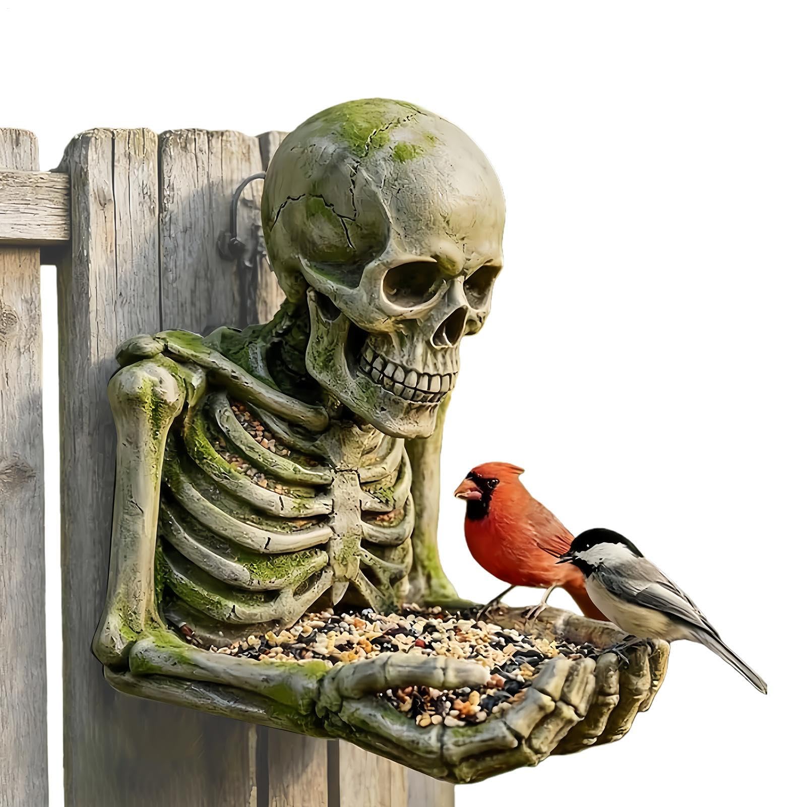 Mangeoire à oiseaux crâne en résine étanche à suspendre