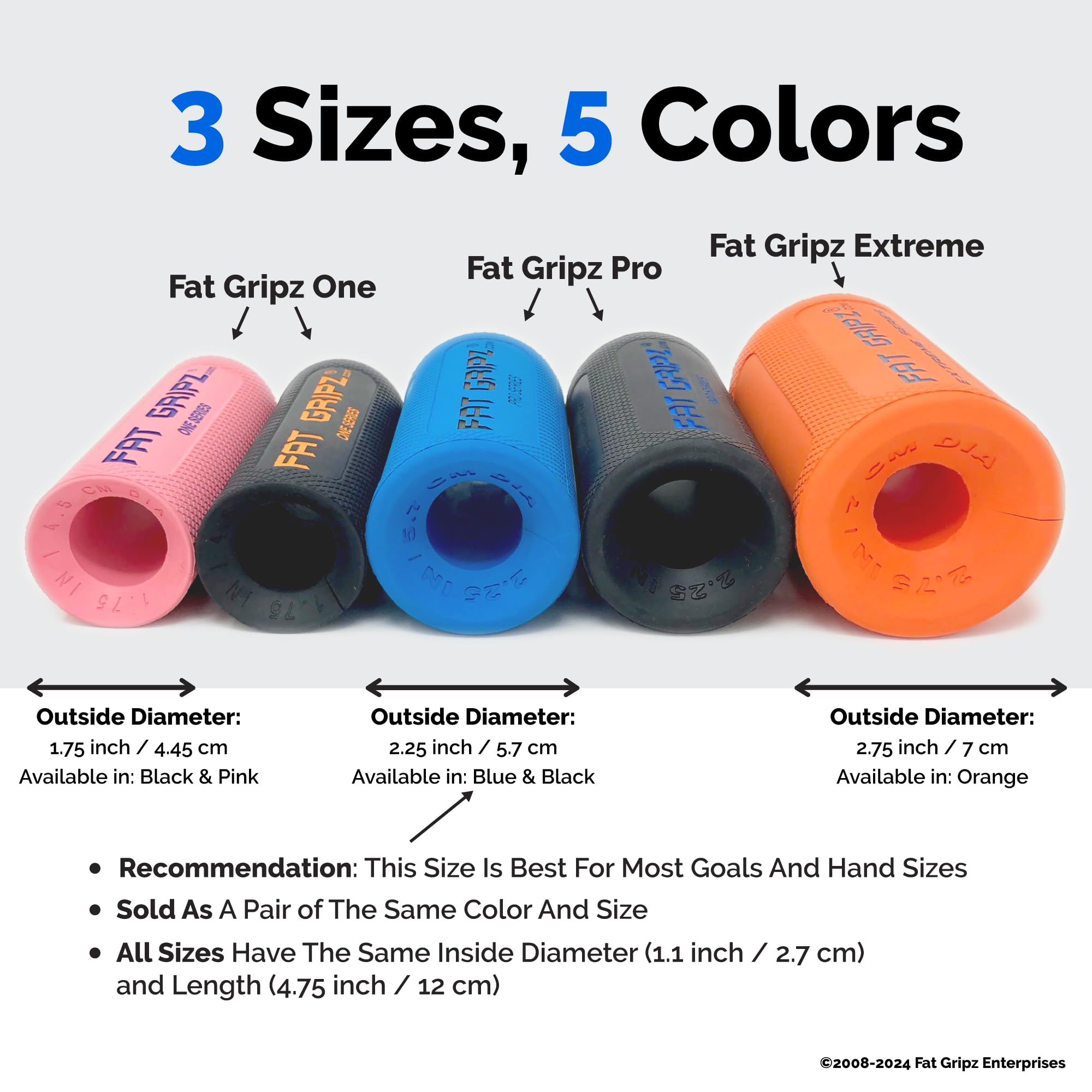 Fat Gripz Pro - La façon prouvée de développer biceps et avant-bras simplement et rapidement (5,7 cm Diamètre)