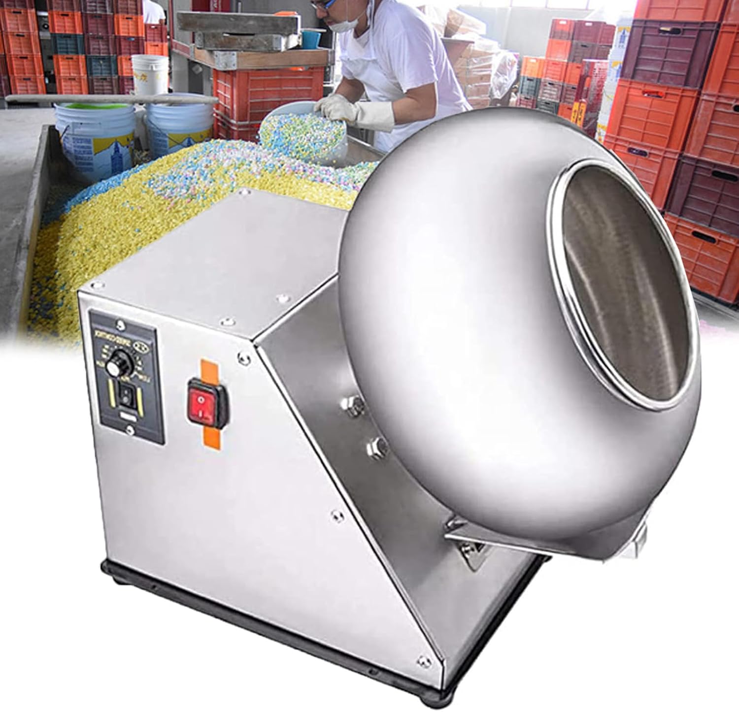 Cotton Candy Makers Food Processor, Electric Sugar Coater With Pot Diameter 300mm, Sugar Coating And Chocolate Polisher Home Use, Food Stores, Sugar Chocolate Factories