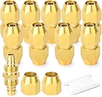 Vista 22 de GASHER 10PCS Brass Pneumatic Replacement Fitting, Reusable Hose End Repair Fitting 1/4" Barb（Suitable for 1/4" ID，5/16" OD air hose) x 1/4" NPT Rigid