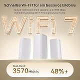 Tenda Nova ME3 Pro Wi-Fi 7 Mesh System (BE3600 Dualband 2882Mbit/s 5GHz, 688Mbit/s 2,4GHz) 3X Gigabit-Ports pro Einheit, VPN, NFC, 4K-QAM, WPA3, empfohlen für Häuser mit 3-4 Schlafzimmern, 2er-Pack - 3
