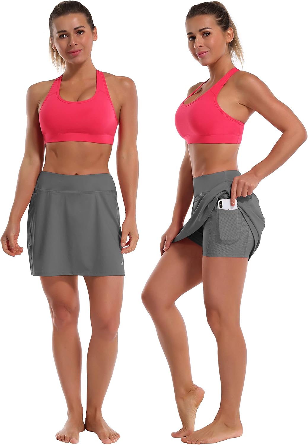 BUBBLELIME 2 Styles 5" XXS-XL Women's UPF 50+ Adjustable Running Skort with Pockets Active Tennis Golf Workout Skirt