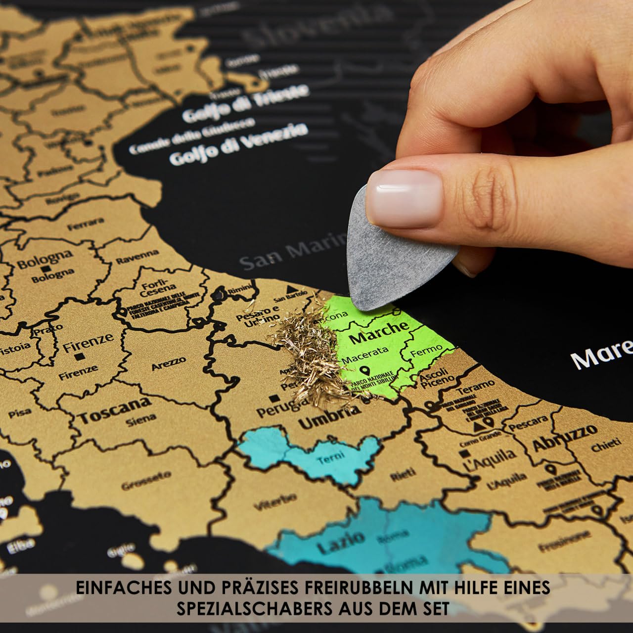 Einfach zu Rahmende Italien Rubbelkarte - Rubbel-Wandkarte von Italien - Rubbel-Reisekarte Wandkarte - Rubbel-Reiseposter - Scratch off Italy Map - Scratchable Poster