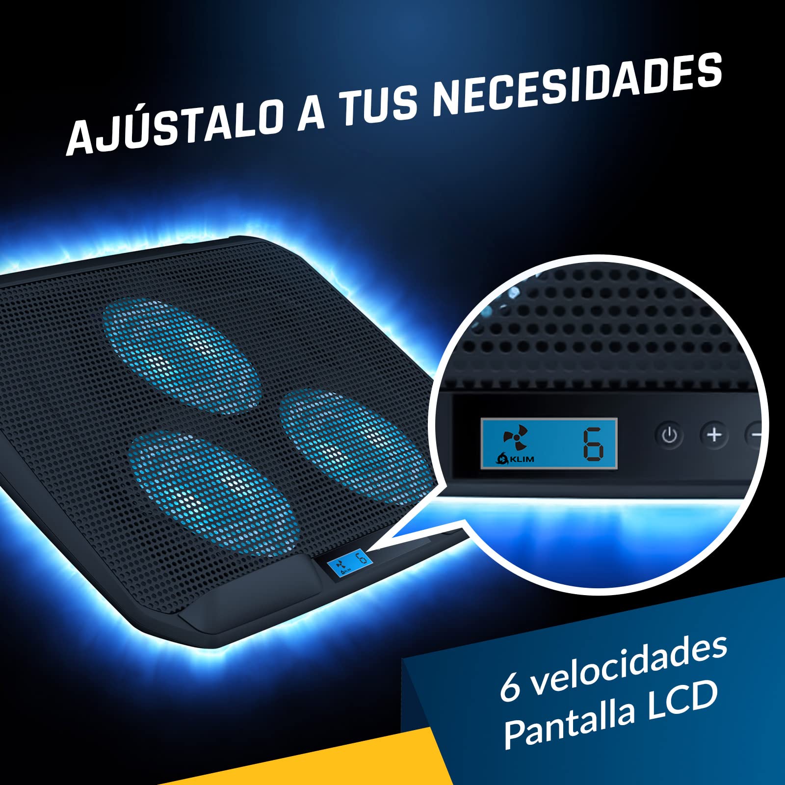 KLIM KN02 Base refrigeradora portátil - Innovador reposamuñecas acolchado - Silencioso ventilador portátil de alta velocidad (1500 RPM) - Compatible 11 a 17 pulgadas - Garantía de 5 años - NUEVO