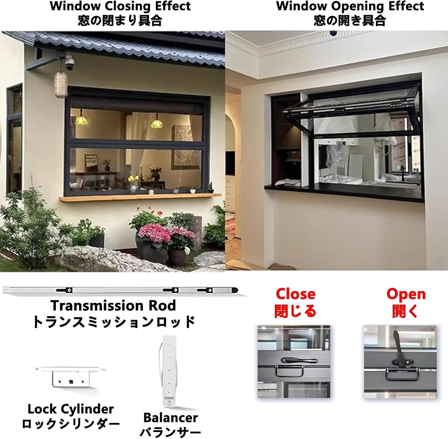 Aluminum Alloy Up Down Folding Serving Window, 20x36” Folding Sliding Windows Double Hung Window, Food Truck Ventilation Serving Window, with Locking Handle(Black,W x H 24x46in)