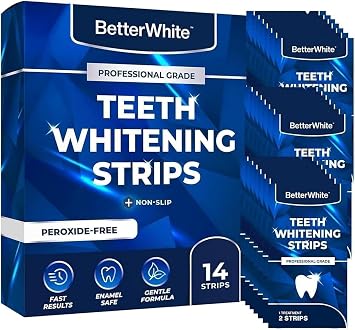 BetterWhite Professional Teeth Whitening Strips 7 Treatments - Enamel Safe - Non-Sensitive Formula - Peroxide-Free Whitening Strips - Dentist Formulated Teeth Whitening Kit (14 Strips)