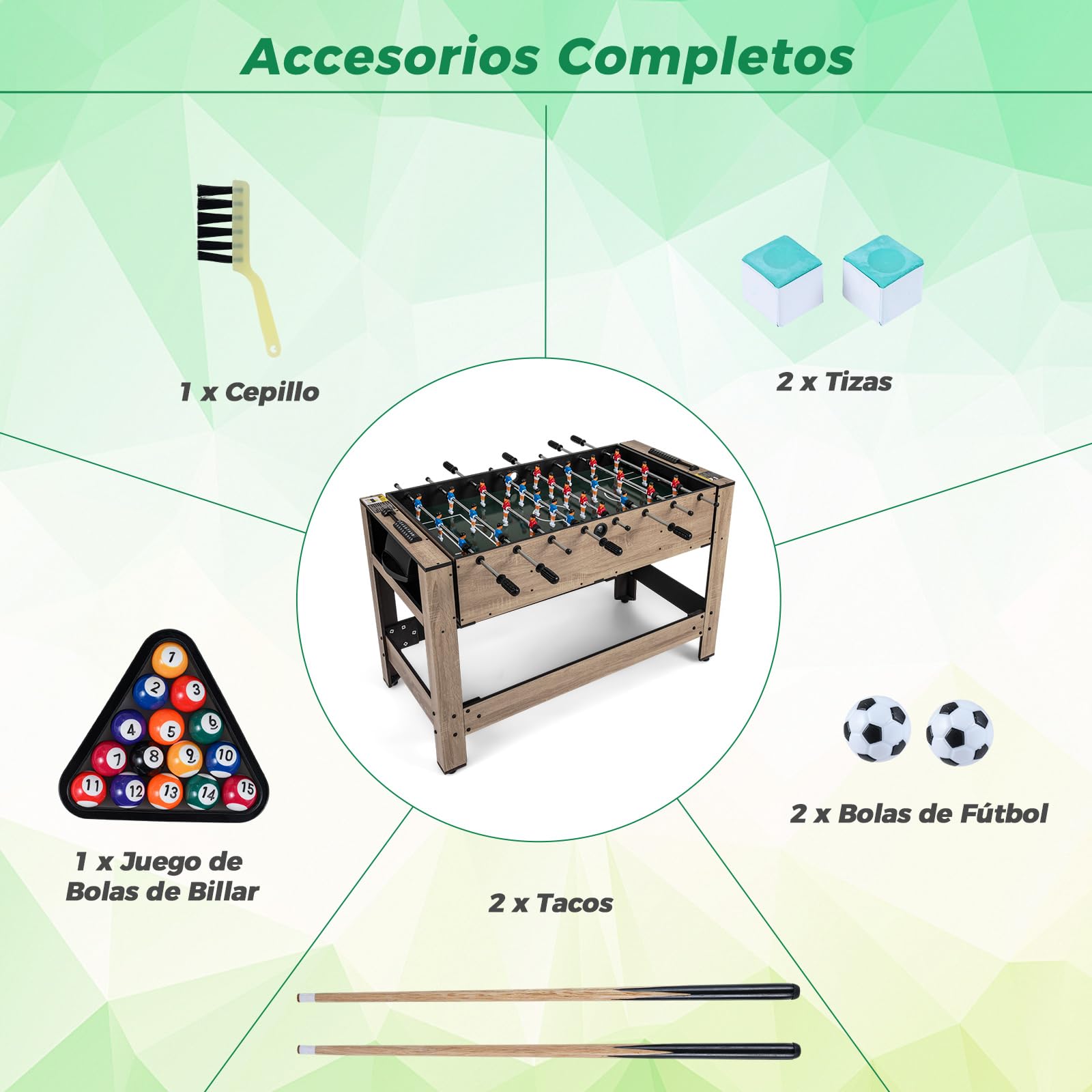 GOPLUS Mesa Multijuego Giratoria 2 en 1 con Billar y Futbolín