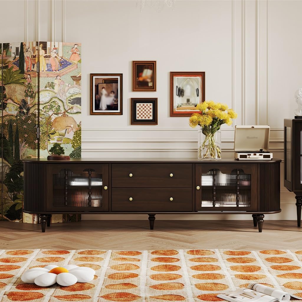 TV-Konsole, Entertainment-Center Retro TV-Schrank aus Holz for kleine Wohnungen, Wohnzimmer und Zuhause, Aufbewahrungsschrank TV-Ständer fürs Wohnzimmer