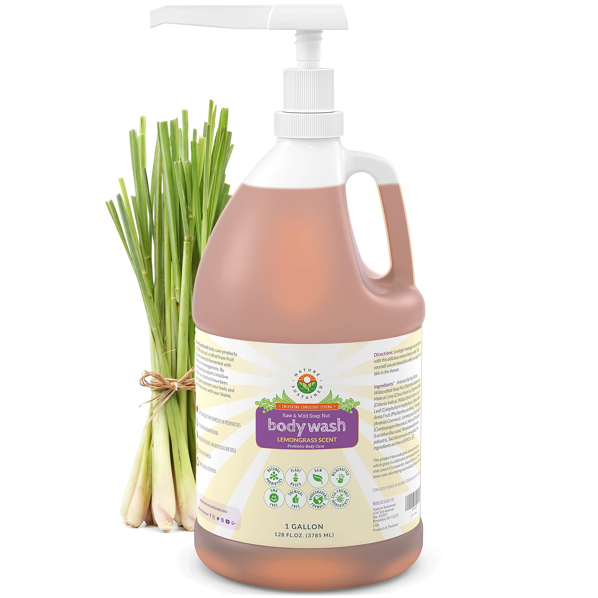 Nature Sustained Organic Body Wash Face Wash Raw Wildcrafted with Probiotics Soapberry Formula for Eczema Psoriasis - Wild