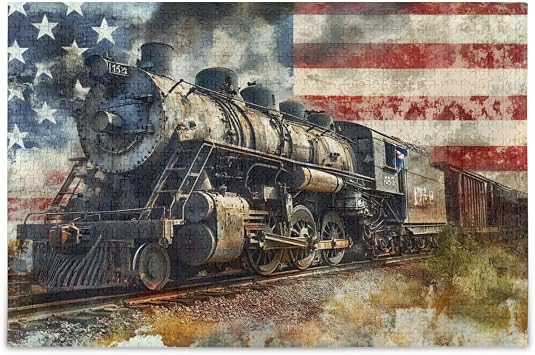 AIXIWAWA American Train Jigsaw Puzzle 500 Pieces, Zigsaw Puzzles for Adults, Family Game Puzzles